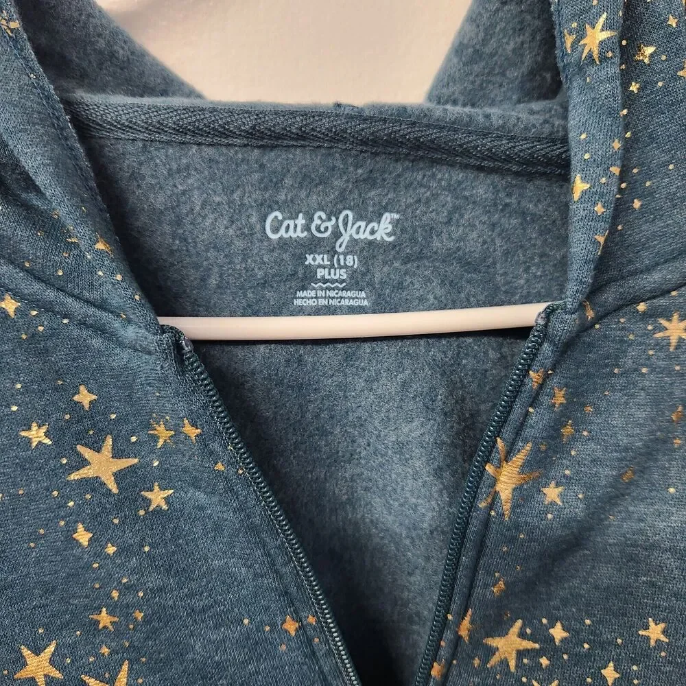 Girls' Printed Zip-Up Fleece Hoodie by Cat & Jack XXL (18) Plus - Picture 2 of 8